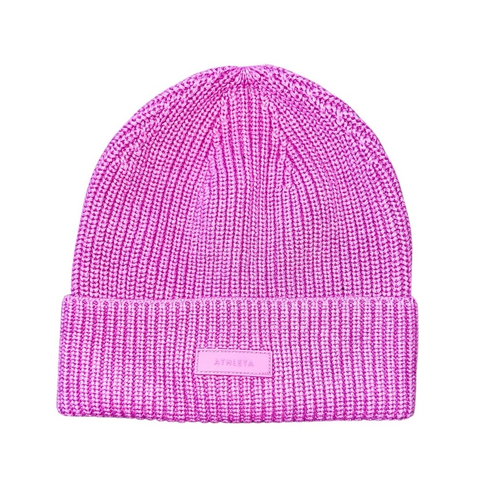 NEW Athleta Cozy Knit Beanie Lotus Pink - Picture 2 of 3